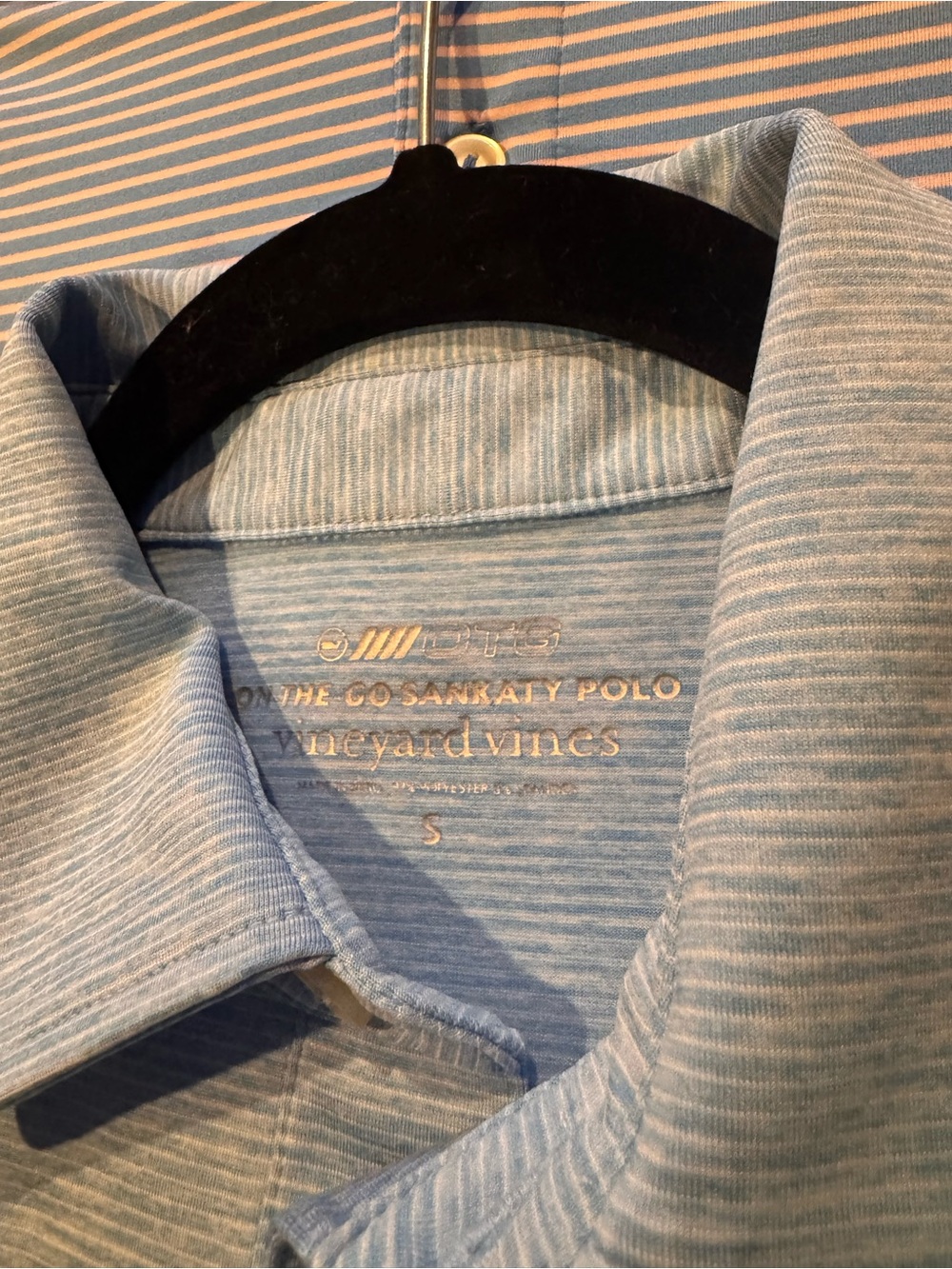 Vineyard Vines Heathered Light Blue Striped Polo